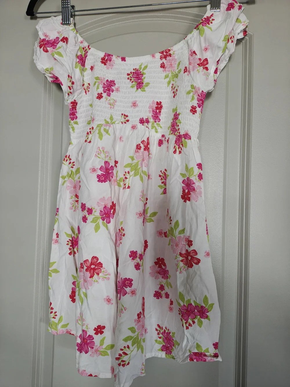 The Children's Place White Romper with Pink Floral Print